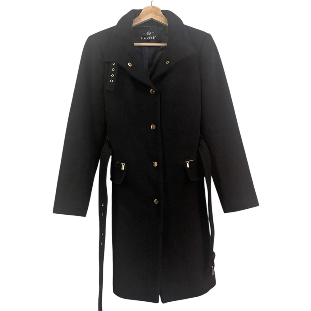 Noveltí Jet Black Wool Trench Coat 🐈‍⬛ | Size 4